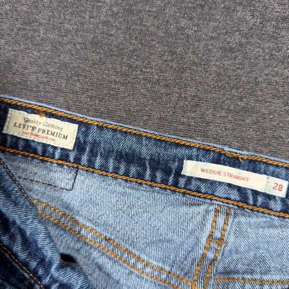 Levi's Wedgie Straight Jeans Women 28 Blue High Rise Button Fly Denim Boho Mom - Picture 2 of 10